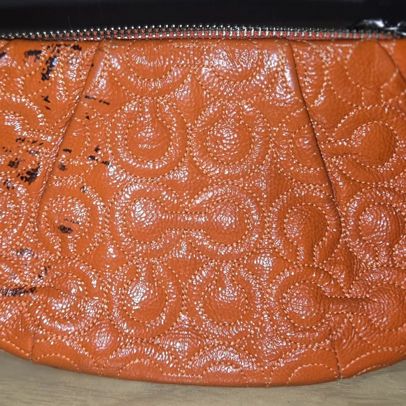 Coach Embossed Red Leather Wristlet - Picture 9 of 10